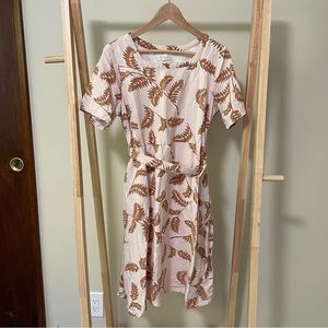 roolee dress pink brown palm leaves medium small